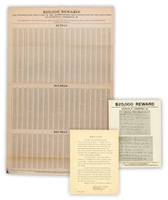 Charles Lindbergh Poster Seeking Information on the Kidnappers of His Son w/ Typed Letter &