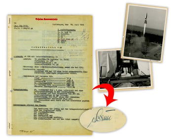 Rare Wernher von Braun Signed V-2 Rocket Report