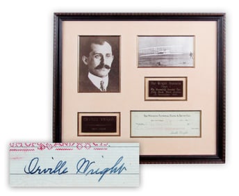 Orville Wright Boldly Signed Check, Attractively Displayed