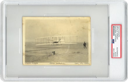 Orville Wright Very Rare First Flight Signed Gelatin Print Photo, PSA/DNA