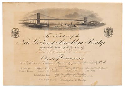 Invitation to the Opening of the Brooklyn Bridge, 1883, Made by Tiffany & Co.