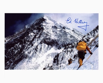Sir Edmund Hillary Signed Mountain Climbing Photograph