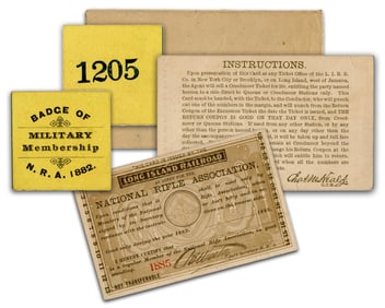 1882 National Rifle Association Ephemera, 2 Pcs