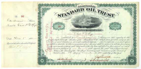 Rockefeller and Flagler Signed Standard Oil Trust Stock Certificate