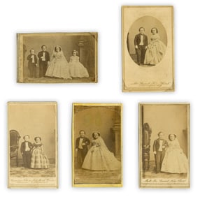 The Fairy Wedding of Genl. Tom Thumb & Lavinia Warren, Lot of 5 CDVs From Brady Negatives