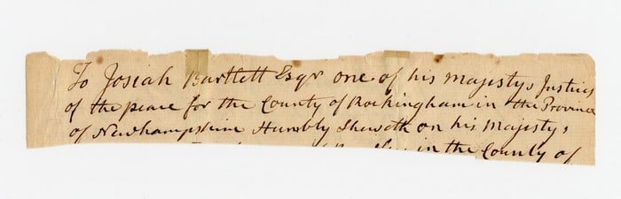 Josiah Bartlett 3rd Person ADS As One of "his Majesty's Justices of the Peace" 5 Months After