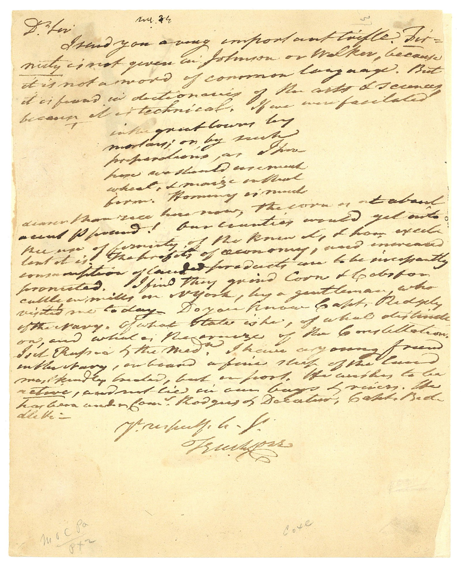 Tench Coxe Literary Content Letter (1 of 2)