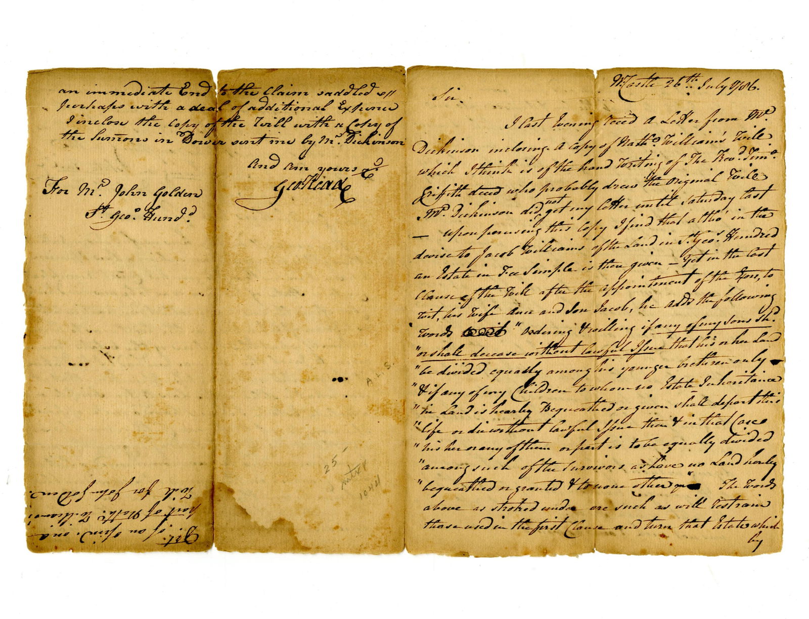 George Read Rare ALS 1786 (1 of 3)