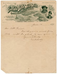 William F. "Buffalo Bill" Cody ALS On Gorgeous 1894 Brooklyn, NY Pictorial Letterhead