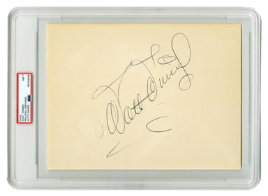 Walt Disney PSA NM 7 Signed Page, Among the Largest Disney Autographs We Have Seen!