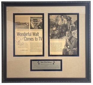Walt Disney Signed Article Announces Disneyland, with Spence Authentication