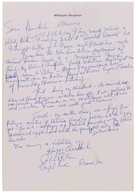 William Shatner Autograph Essay Signed "Capt. Kirk Proud Jew"