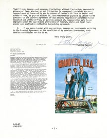 Dirty Dancing Star Patrick Swayze Signed Contract for "Grandview, U.S.A."