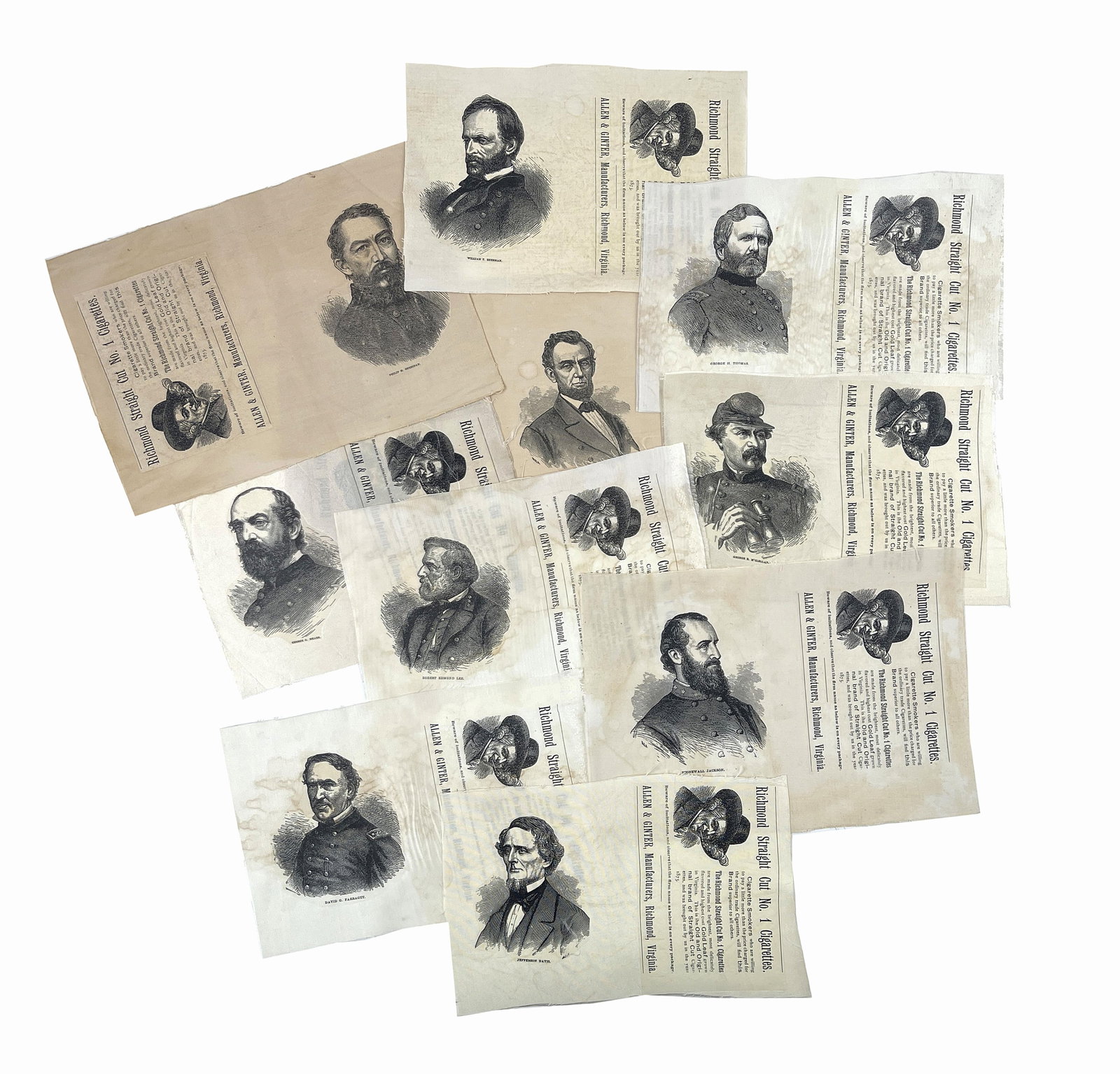 Rare Allen & Ginter Civil War Advertising Silks - An Incredible Complete Set! (1 of 4)