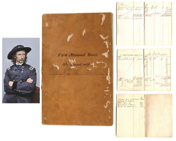 George Custer's Personal Bank Book, A Rare Unique and Personal Artifact.