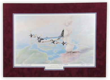 Enola Gay Crew Signed Poster "Atomic Warfare is Born": Tibbets, Van Kirk, & Ferebee