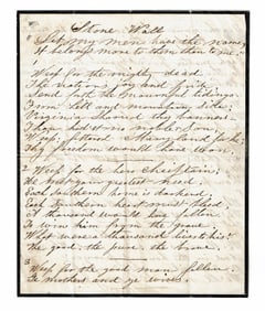 Manuscript Memorial Poem Honoring Stonewall Jackson