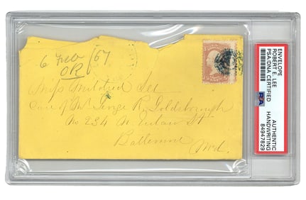 Robert E. Lee Signature and Address in His Hand, PSA/DNA Encapsulated and Certified