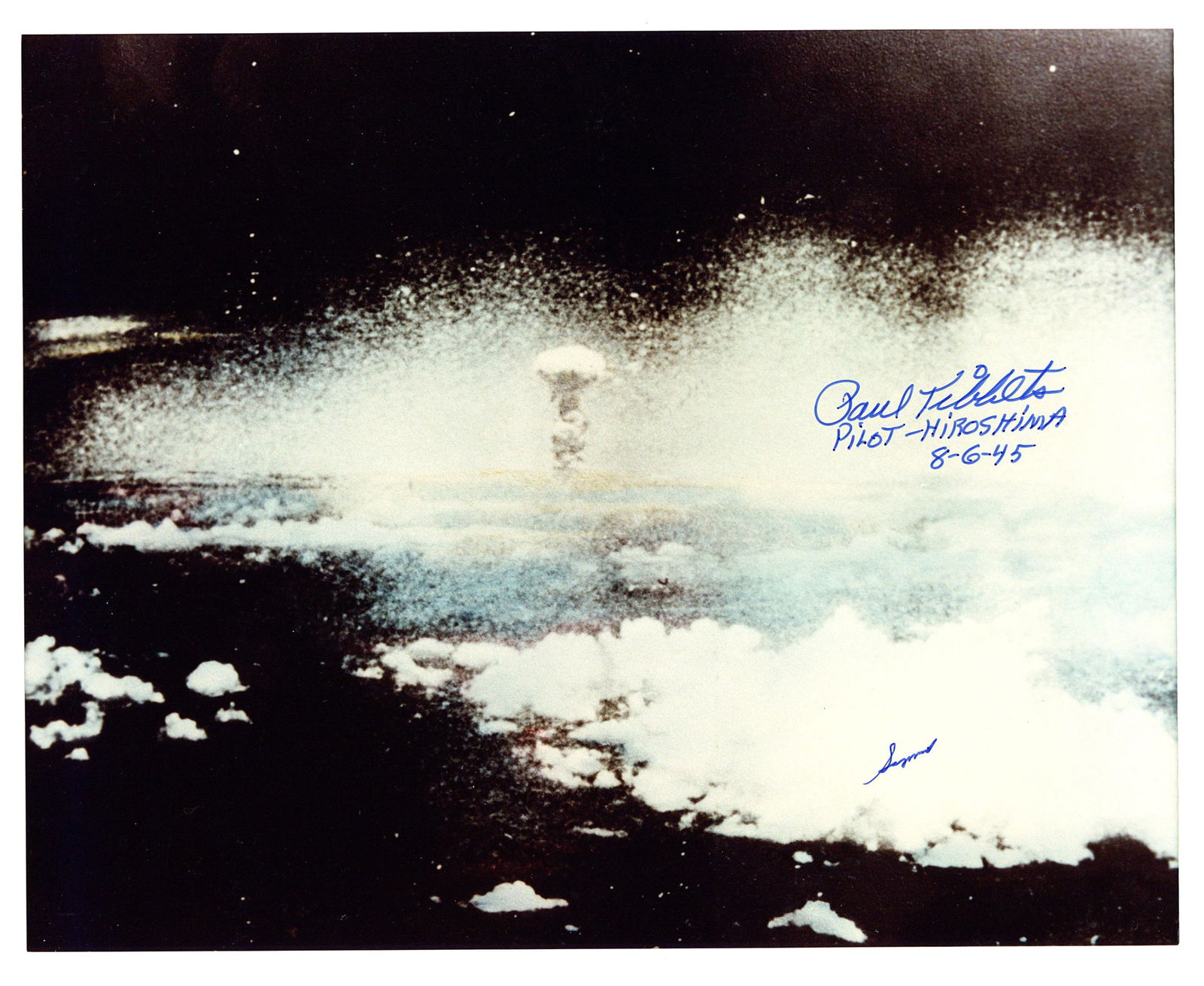 Hiroshima Mushroom Cloud Photo Signed by Pilot Paul Tibbets and "Necessary Evil" Pilot George (1 of 1)