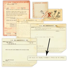 Pearl Harbor (3) Radiograms: "This is no drill"; Plus War-Dated Pigeon Message From "a tired