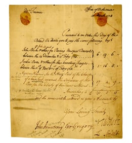 Maj Gen John Armstrong 1728 musket Barrels Payment Signed