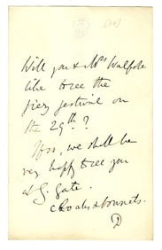 Benjamin Disraeli ALS, An Invitation to See the Fiery Festival