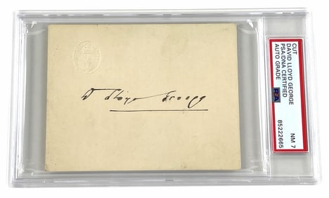 Prime Minister David Lloyd George Superb Signature, PSA/DNA Near Mint!