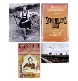 Eva Schloss (4) Archive of 2 Photos & 1 Book Signed, Plus "Schindler's List" Signed by Author