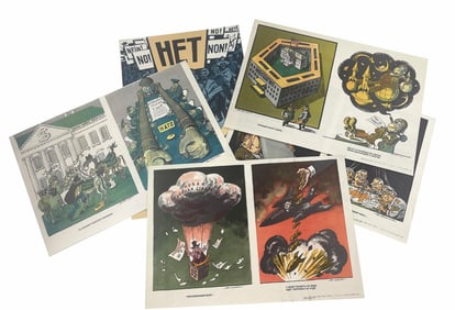 Vintage Soviet Political Poster Group, with Great Graphics!