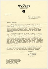 E.B. White TLS on "New Yorker" Stationery Re: Authorial Permission, Typography & Variety in