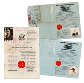 3 Historic Passports (1917-1925), Signed by Sec. of State Lansing, Hughes, & Kellogg