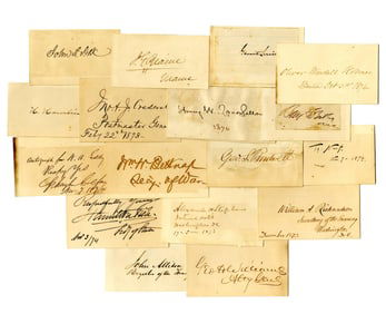 [Notables] Group of 17 Clipped Signatures: Politicians, Writers, Artists, Military Figures, Etc.