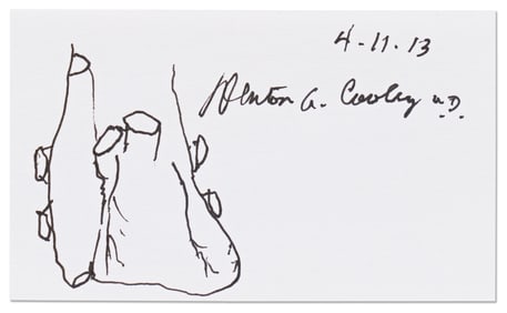 Denton Cooley Signed Sketch of Human Heart