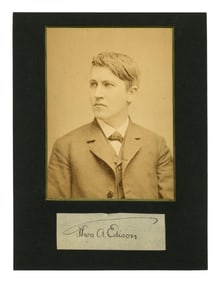 Thomas Edison Cut Signature w/ Superb Vintage Photo, PSA Authenticated