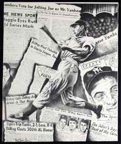 Large Joe DiMaggio Signed Robert Stephen Simon Poster. Huge!