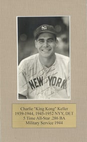 Fine Charlie "King Kong" Keller Signed Photo, with JSA Certificate