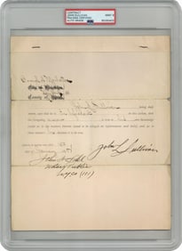 Rare John L. Sullivan Signed Affidavit, 1898, PSA Graded MINT 9
