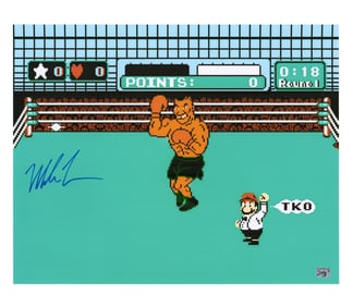 Mike Tyson Signed Still from "Punch-Out!!" Video Game