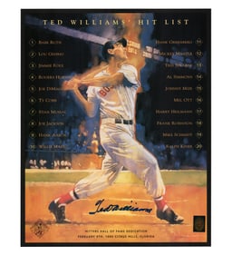 Ted Williams Signed Hitters Hall of Fame Poster