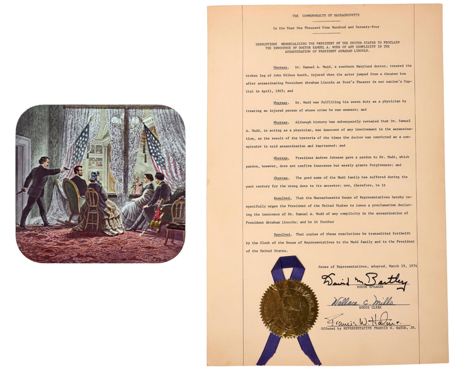 Lincoln Assassination: Dr. Samuel Mudd Pardon Proposal from Massachusetts (1 of 5)