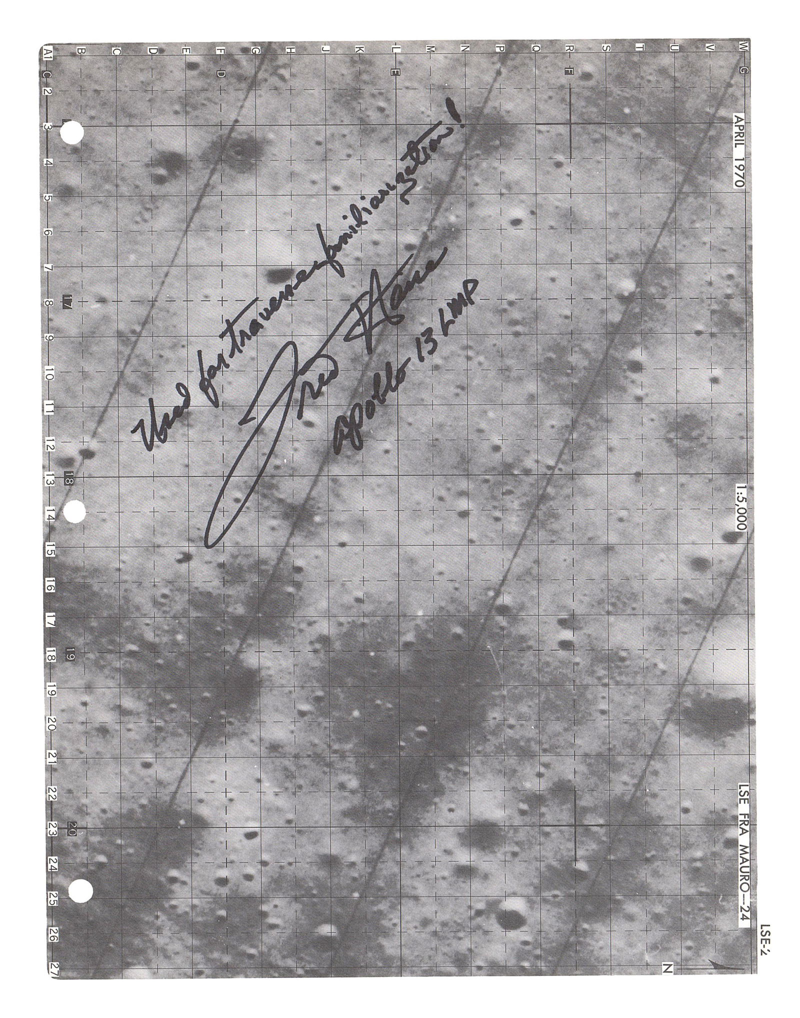 Fred Haise Signed Page From The "Lunar Surface Exploration Map Data Package" (1 of 5)