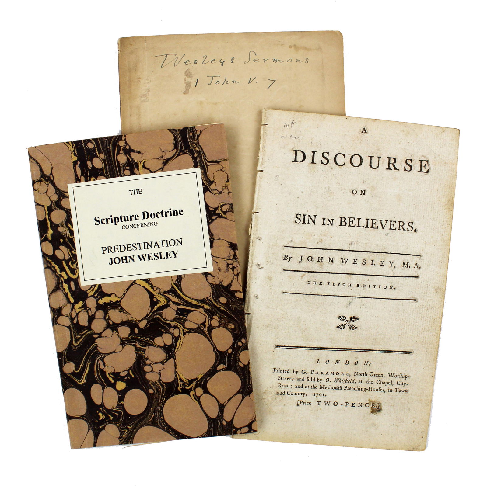 Three 18th C. John Wesley Religious Pamphlets, Dating 1741-91: John WesleyLondon, UK, ca. 1741-1791Three 18th C. John Wesley Religious Pamphlets, Dating 1741-91ArchiveA group of three pamphlets by English evangelist John Wesley. Dating between 1741 to 1791. Two o