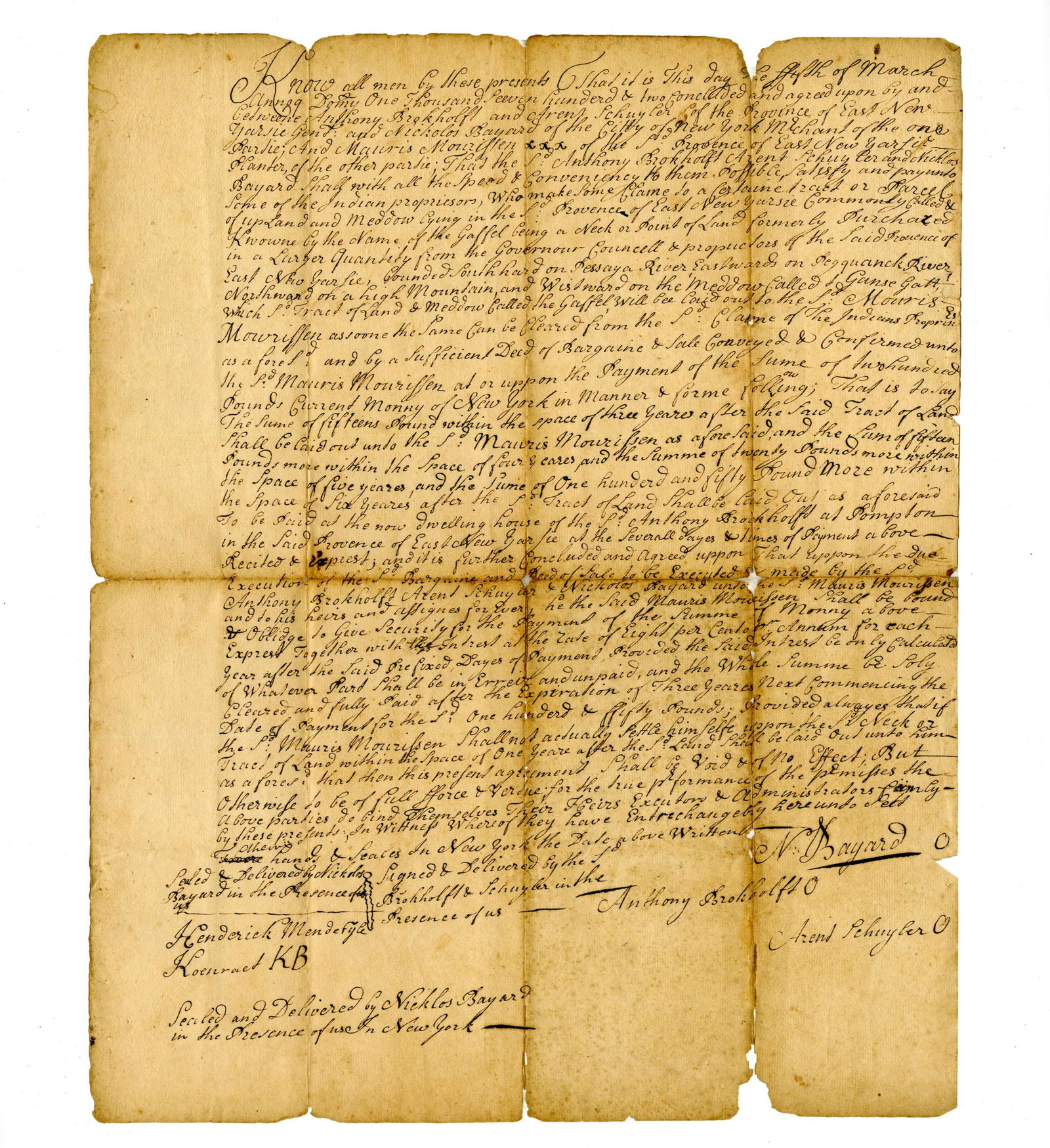 Claims By Indians & Notable Dutch Settlers, New York/new Jersey Land