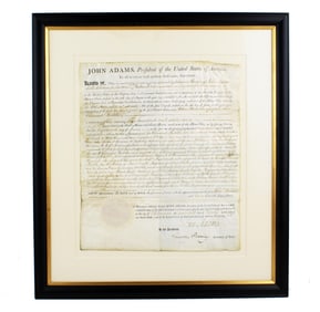 1800 John Adams Beautifully Signed Land Grant For Veterans of the Revolutionary War