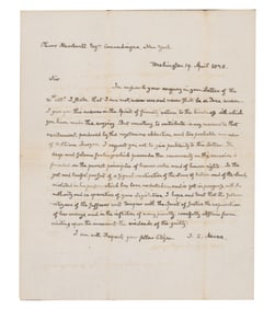 John Quincy Adams ALS as Pres., "I am not, never was, and never shall be a Free Mason," Re: Possible