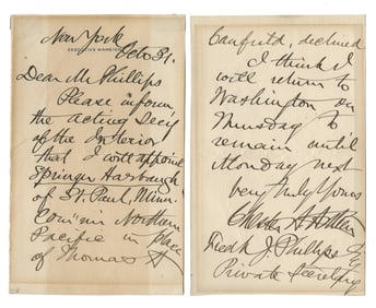 Chester Arthur ALS On Exec. Mansion Stationary On Railroad Business!