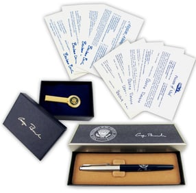 George H.W. Bush Official Gift Pen & Tie Bar, With Bonus Recipes From Barbara Bush & Nancy Reagan