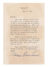 Mamie Eisenhower TLS as First Lady: “…Ike is indeed progressing wonderfully…&#8221