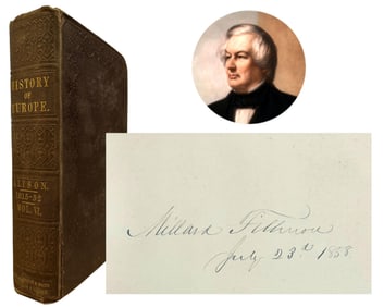 Millard Fillmore Signed Book from Personal Library on "History of Europe"