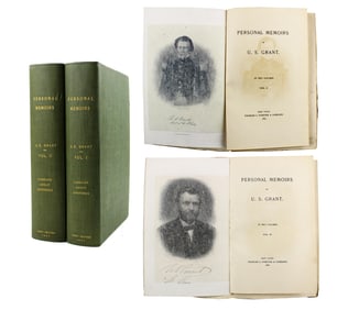 Unbound & Uncut 1st Edition "Personal Memoirs of U.S. Grant" Two Volume Set